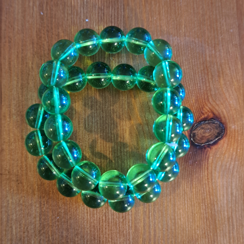 Green Beaded Stretch Bracelet - Women Jewelry